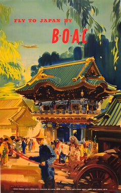 Original Vintage Travel Advertising Poster By Wootton - Fly To Japan By BOAC