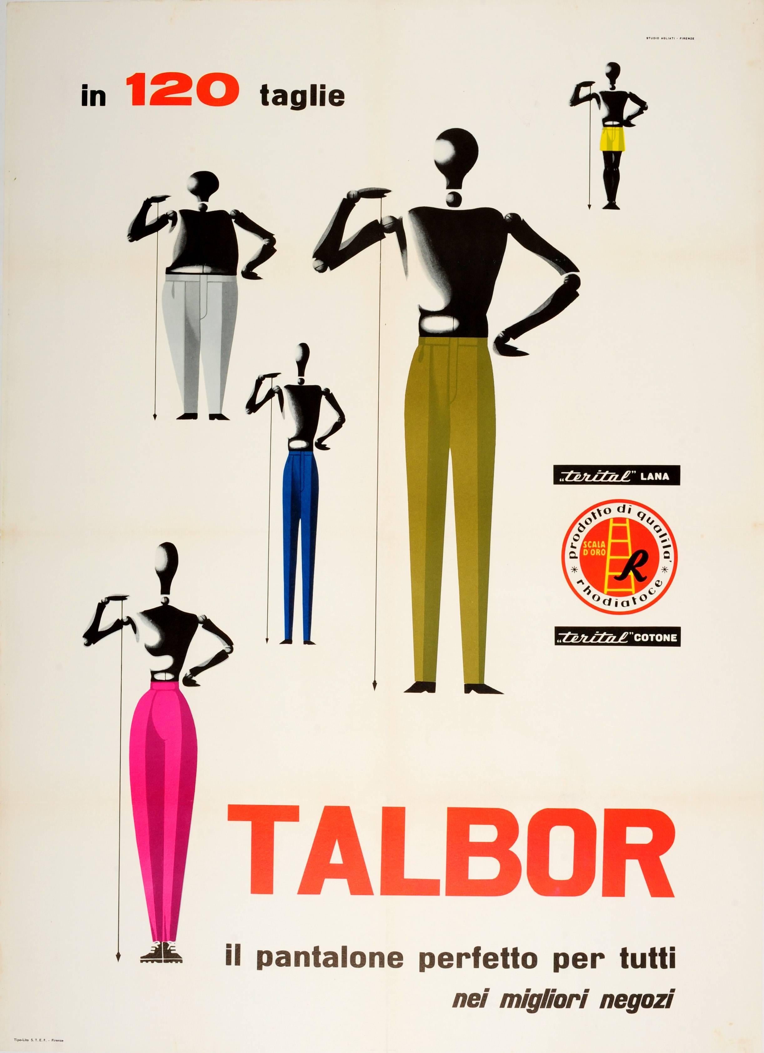 Studio Agliati Print - Large Original Vintage Fashion Advertising Poster For Talbor Pantalone Trousers
