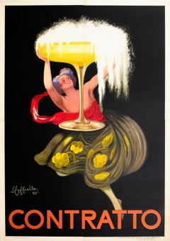 Large Original Iconic Champagne Glass Design Poster For Contratto Sparkling Wine
