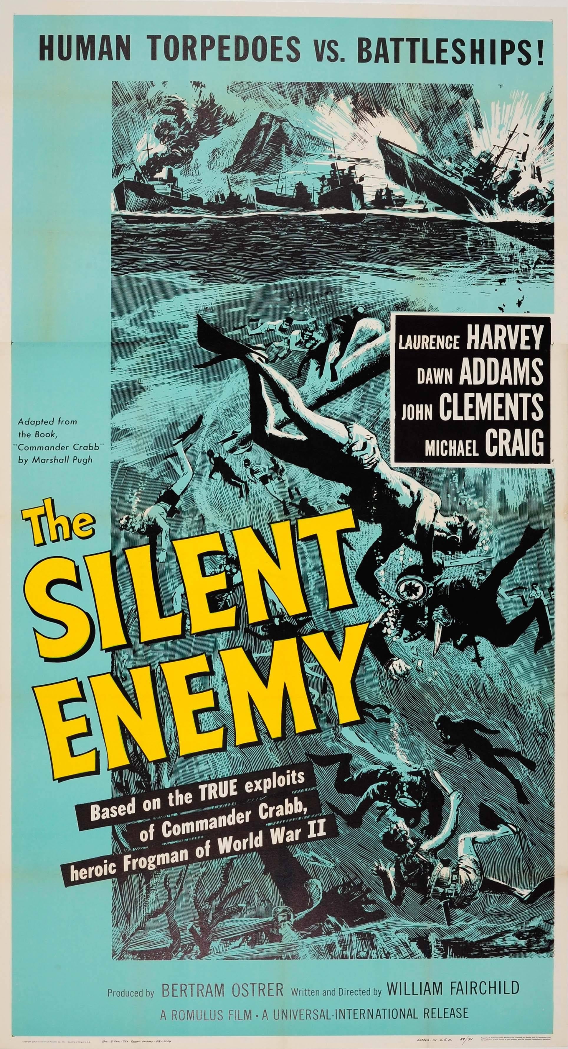 Unknown Print - Original Movie Poster For The Silent Enemy Based On WWII Frogman Commander Crabb