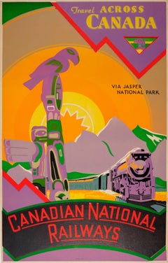 Vintage Original Canadian National Railways Poster For Canada Via Jasper National Park