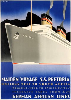 Original German African Lines Poster - Holiday Trip To South Africa - Pretoria