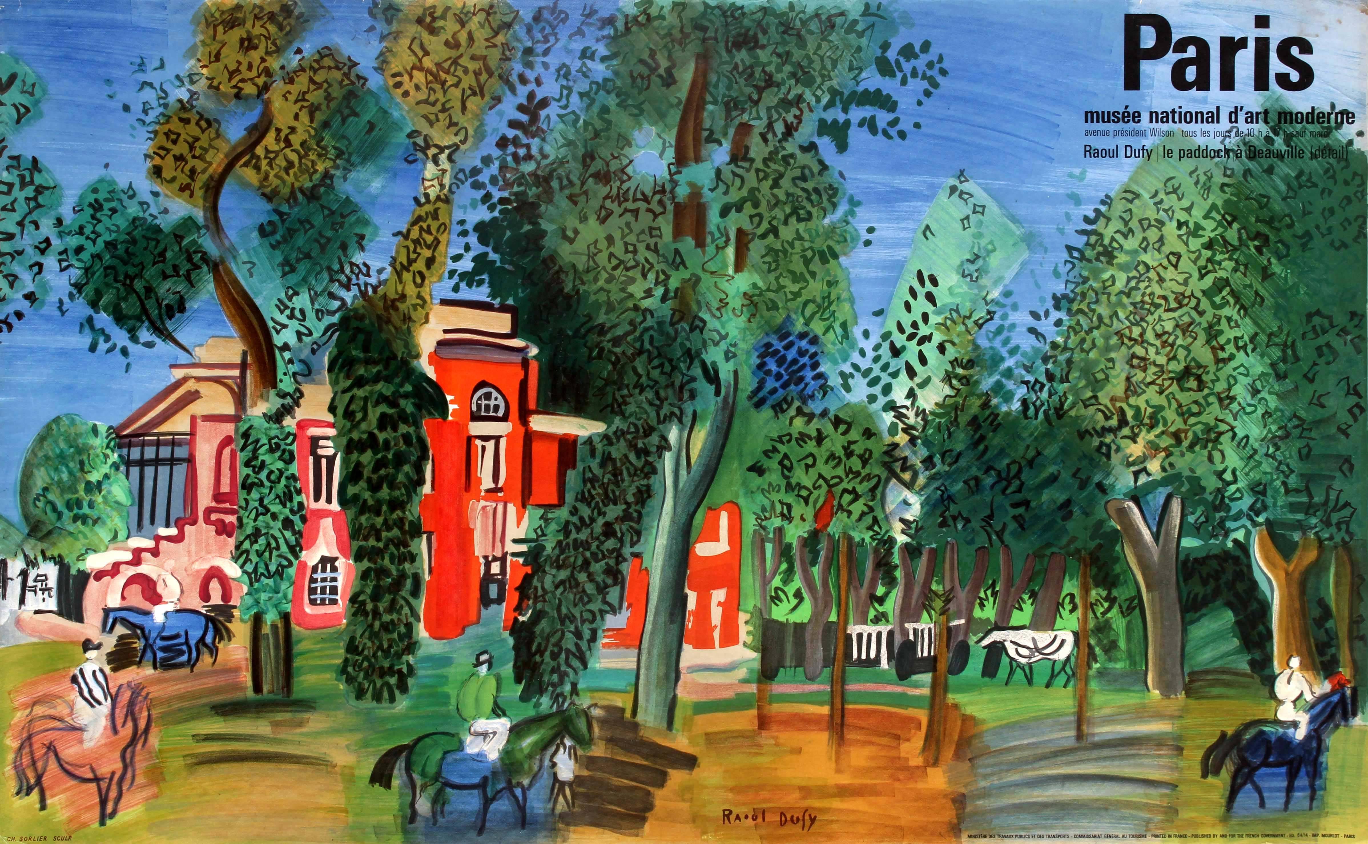 (after) Raoul Dufy Print - Vintage Paris Museum of Modern Art Poster - The Paddock At Deauville