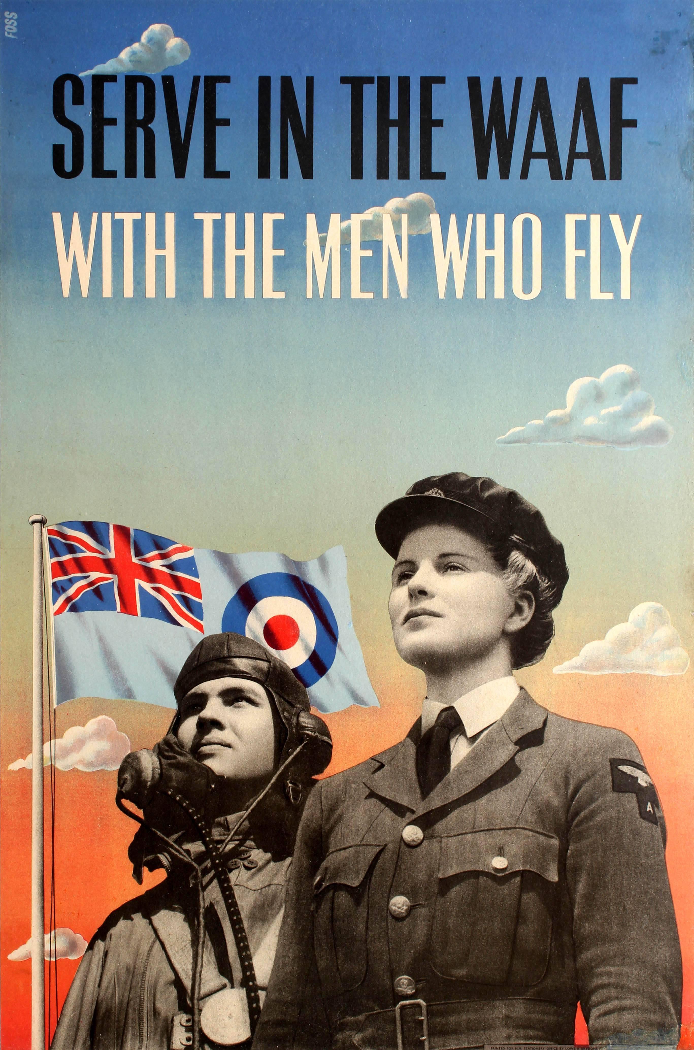 Jonathan Foss Print - Original WWII Royal Air Force Poster - Serve In The WAAF With The Men Who Fly