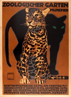 Original Antique Poster by Hohlwein for Munich Zoo - Zoologischer Garten Munchen