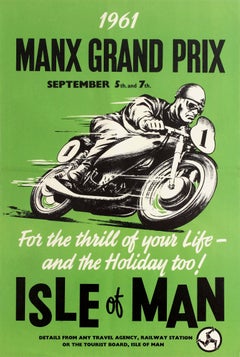 Original Vintage Manx Grand Prix Motorcycle Poster - For The Thrill Of Your Life