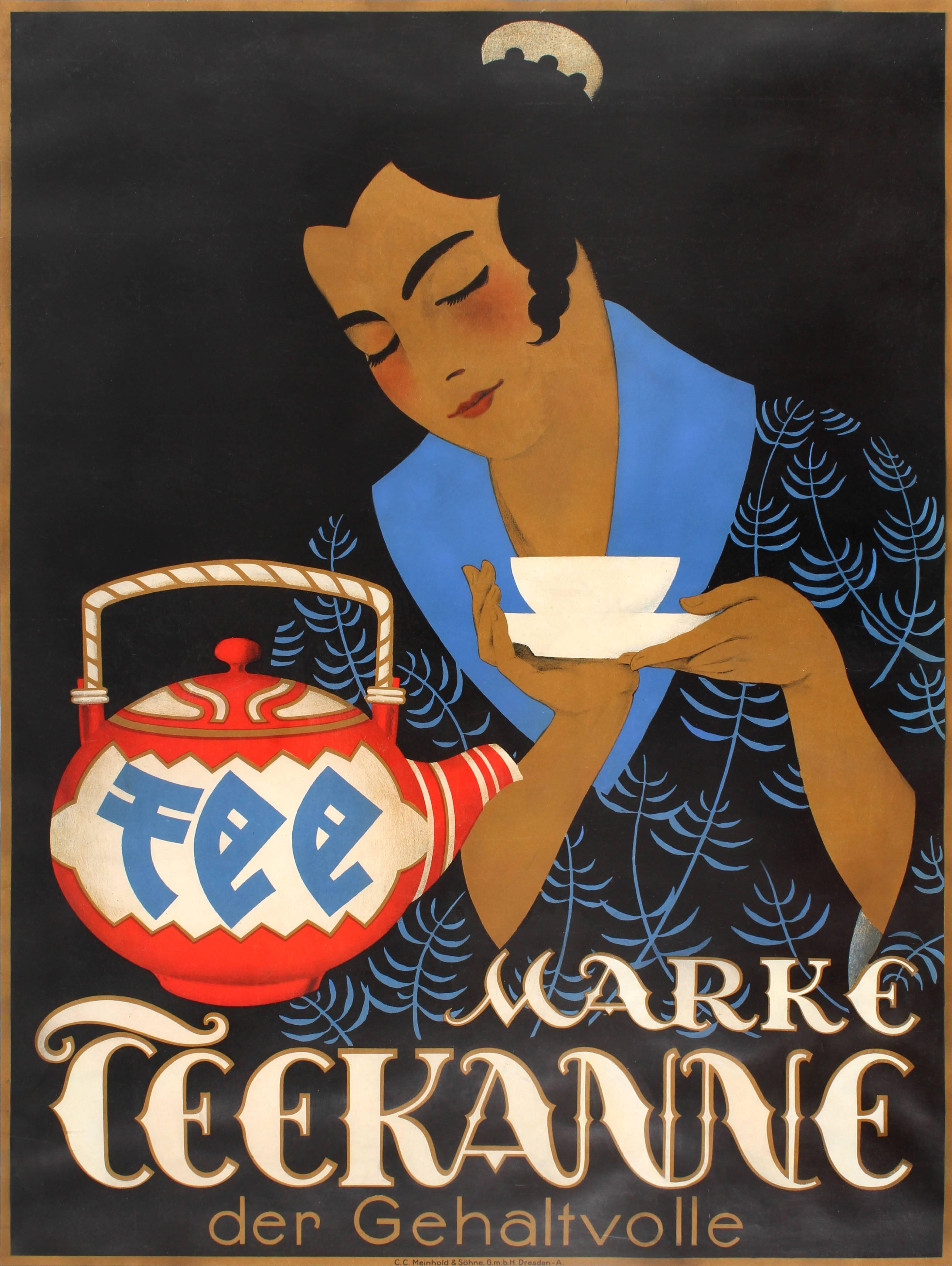 Heinrich Molge and Jupp Wiertz Print - Original Vintage Drink Advertising Poster For Quality Brand Tea - Marke Teekanne
