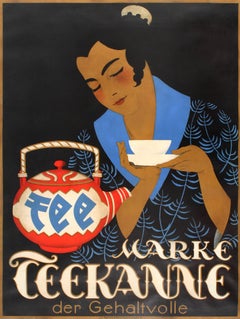 Original Vintage Drink Advertising Poster For Quality Brand Tea - Marke Teekanne
