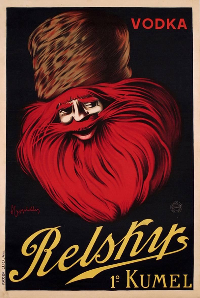 Leonetto Cappiello Print - Original Drink Advertising Poster - Iconic Design By Cappiello For Vodka Relsky