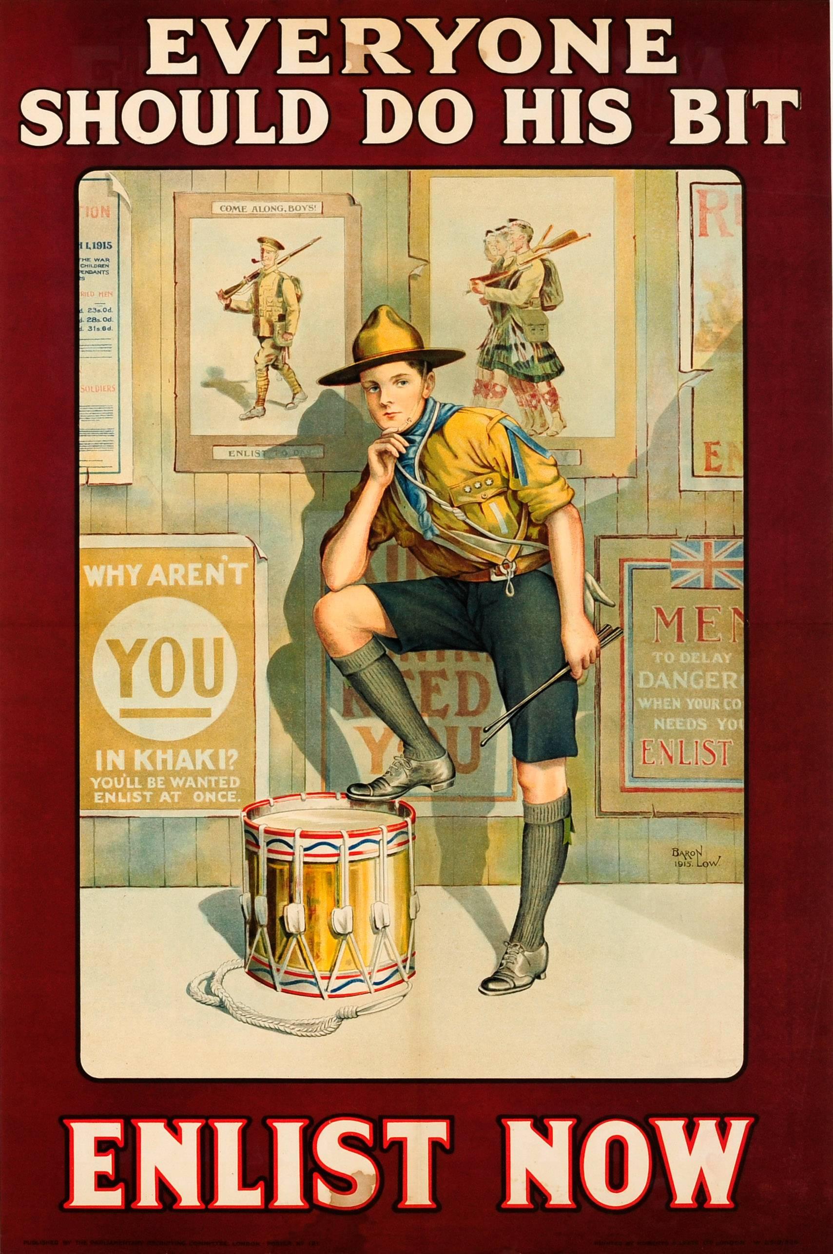 Baron Low Print - Original British WWI Recruitment Poster - Everyone Should Do His Bit Enlist Now