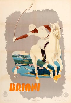 Original Vintage ENIT Art Deco Poster For Briony Brijuni Featuring Polo And Golf