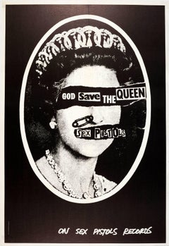 Vintage Original Iconic Punk Rock Music Poster For The Sex Pistols - God Save The Queen