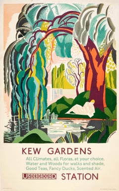 Original Vintage London Transport Poster For Kew Gardens By London Underground