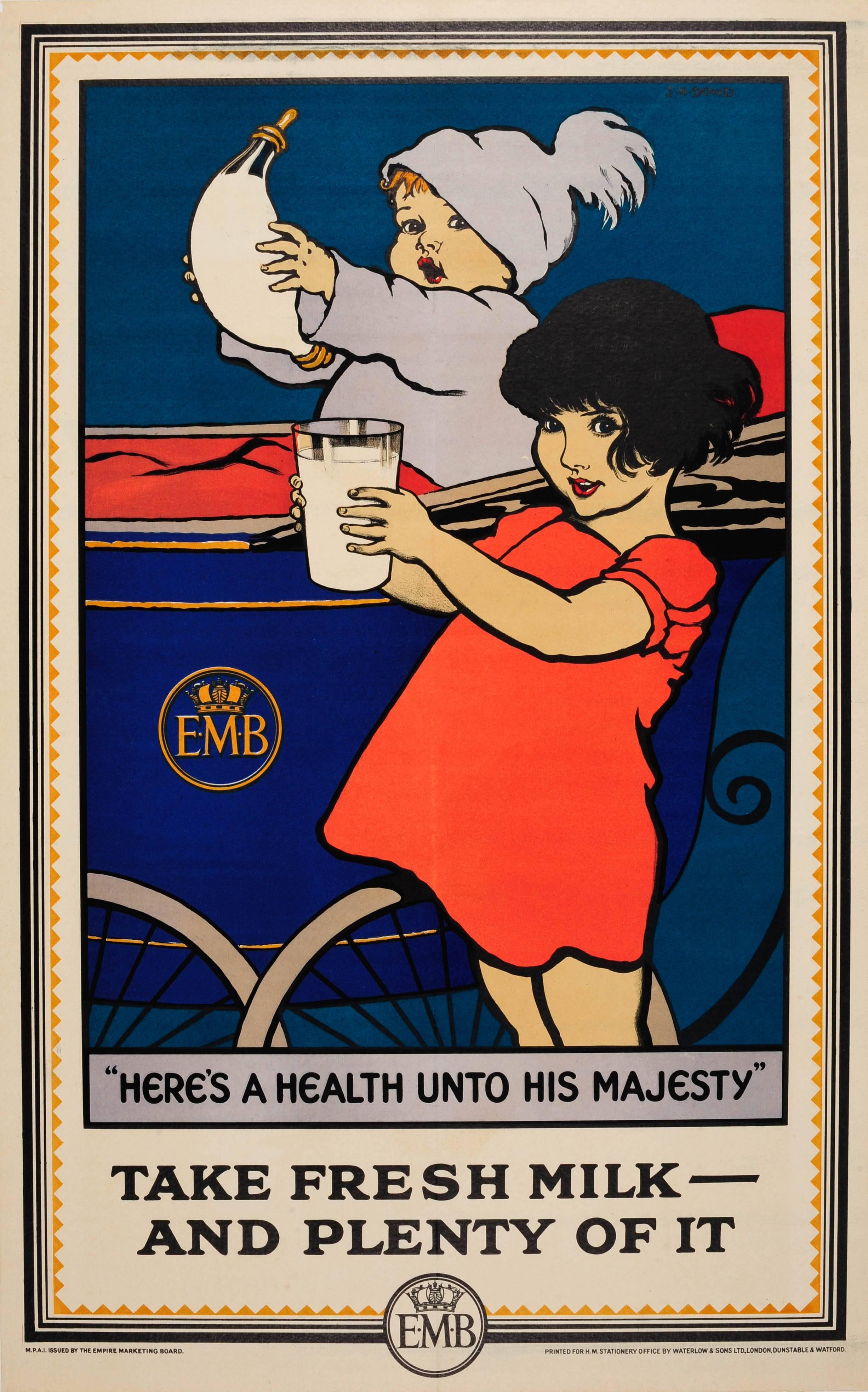 James Henry Dowd Print - Original Empire Marketing Board Poster For Fresh Milk - Health Unto His Majesty