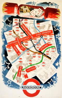 Original Vintage London Transport Poster Featuring London Underground Tube Map