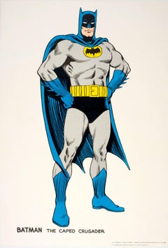 Original Retro Comic Book Superhero Poster Featuring Batman The Caped Crusader