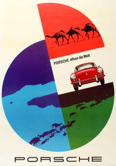 Original Vintage Porsche Sports Car Poster By Lohrer Porsche 356 Opens The World