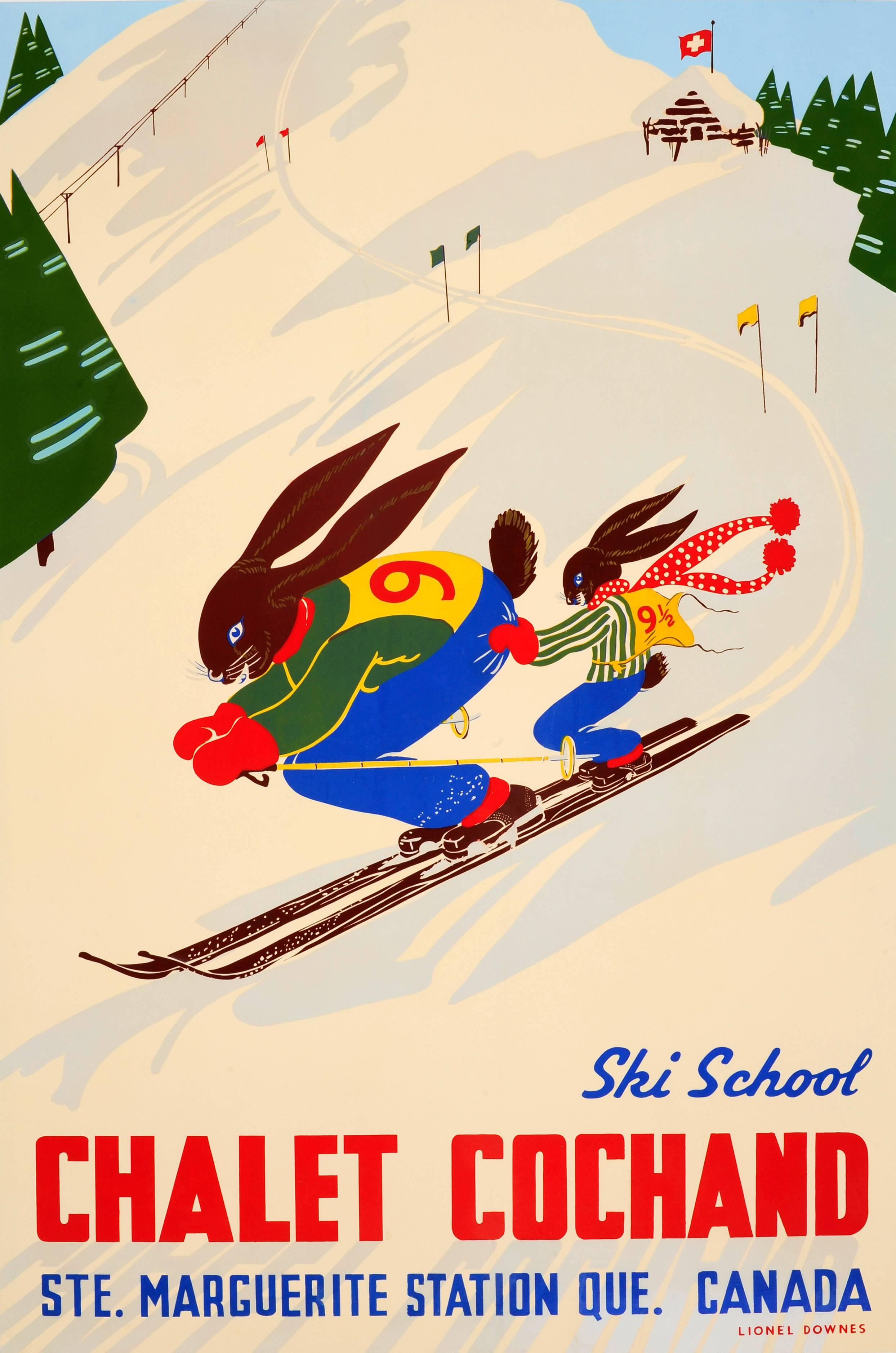 Lionel Downes Print - Original Winter Sport Poster Ski School Chalet Cochand Laurentians Quebec Canada