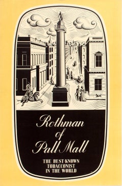 Original Vintage Rothmans Poster Advertising Rothman Of Pall Mall Tobacconist