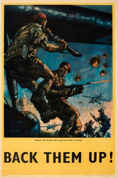 Vintage Original WWII Poster - Back Them Up - Britain's Airborne Army Parachute Regiment
