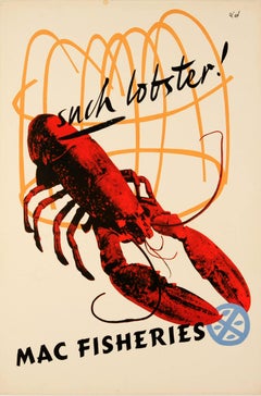Original Vintage Mac Fisheries Poster By Hans Schleger aka Zero - Such Lobster!