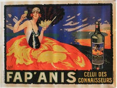 Grande affiche publicitaire horizontale originale pour la boisson vintage des années 1930 pour Fap'Anis