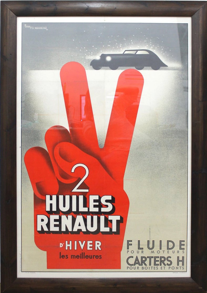 Renault Car Oil Art Deco Poster Fix-Masseau 1934 - Print by Pierre Fix-Masseau