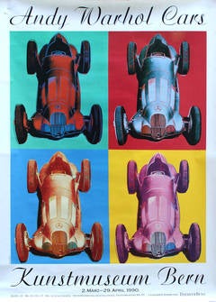 Large Original Pop Art Advertising Poster For An Exhibition of Andy Warhol Cars