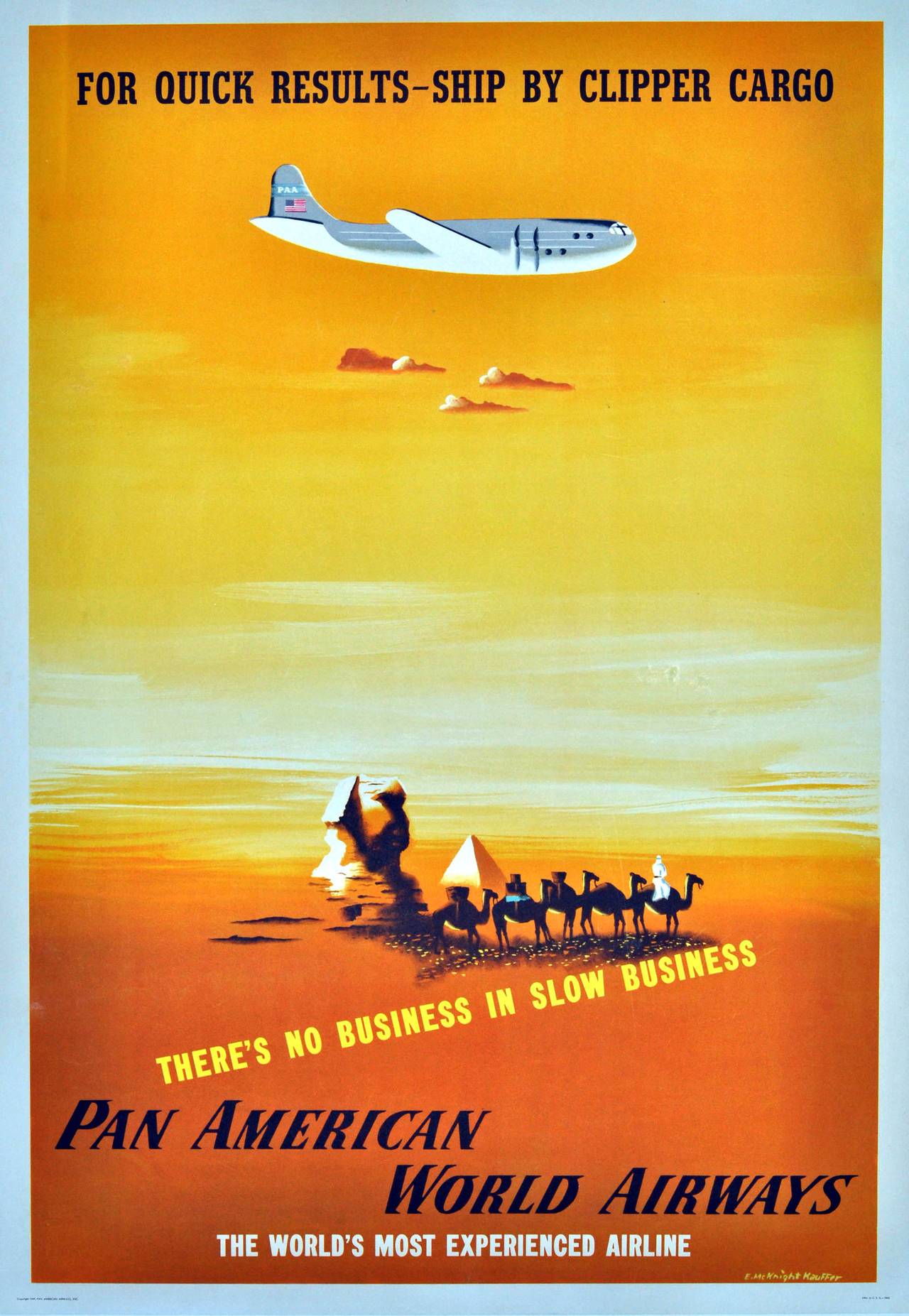 Edward McKnight Kauffer Print - Original Pan Am Advertising Poster By E. McKnight Kauffer: Ship By Clipper Cargo