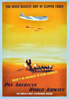 Vintage Original Pan Am Advertising Poster By E. McKnight Kauffer: Ship By Clipper Cargo