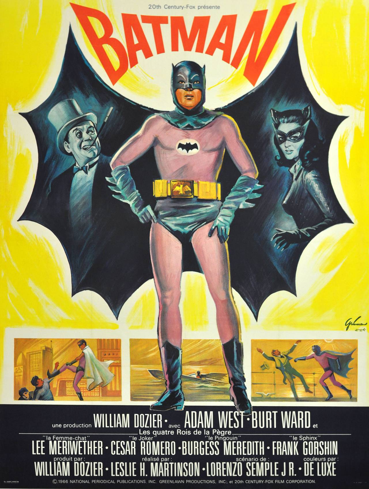 Boris Grinsson Print - Large Original 1966 Movie Poster For Batman Starring Adam West And Burt Ward