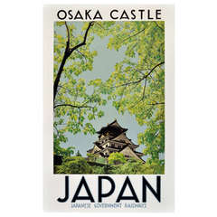 Rare Original Vintage 1938 Travel Advertising Poster, Osaka Castle Japan