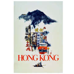 Original Vintage Hong Kong Travel Advertising Poster