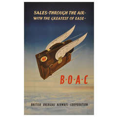 Original Vintage 1952 Travel Advertising Poster for BOAC