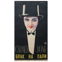 Original Antique Russian Avant Garde Movie Poster Love's Carnival Carmen Boni