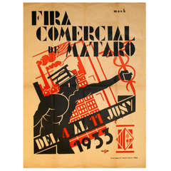 Rare Original Vintage 1933 Constructivist Design Spanish Advertising Poster