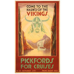Original Vintage Travel Advertising Poster, Come to the Haunts of the Vikings