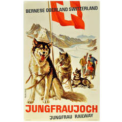 Art Deco poster: Polar Dogs - Jungfraujoch, Bernese Oberland, Switzerland