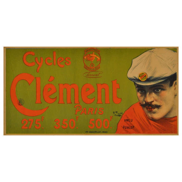 Unknown Print - Late 19th Century Advertising Poster by Charles Tichon: Cycles Clement