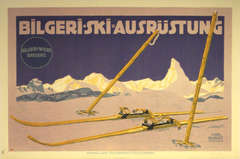 Original vintage skiing poster for Bilgeri featuring the Matterhorn, Zermatt