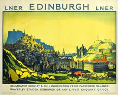 Original 1920s Rail Travel Advertising Poster For Edinburgh, Scotland, By LNER