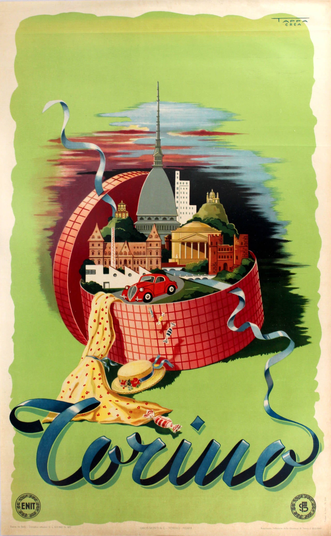 Tappa Crea Print - Original Vintage ENIT Travel Advertising Poster For Torino - Turin - Italy