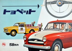 Seltenes frühes Original-Vintage-Werbeplakat Toyota für Toyopet Pick Up Trucks