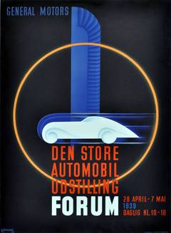 Original Art Deco Advertising Poster For General Motors By Thor Bogelund-Jensen