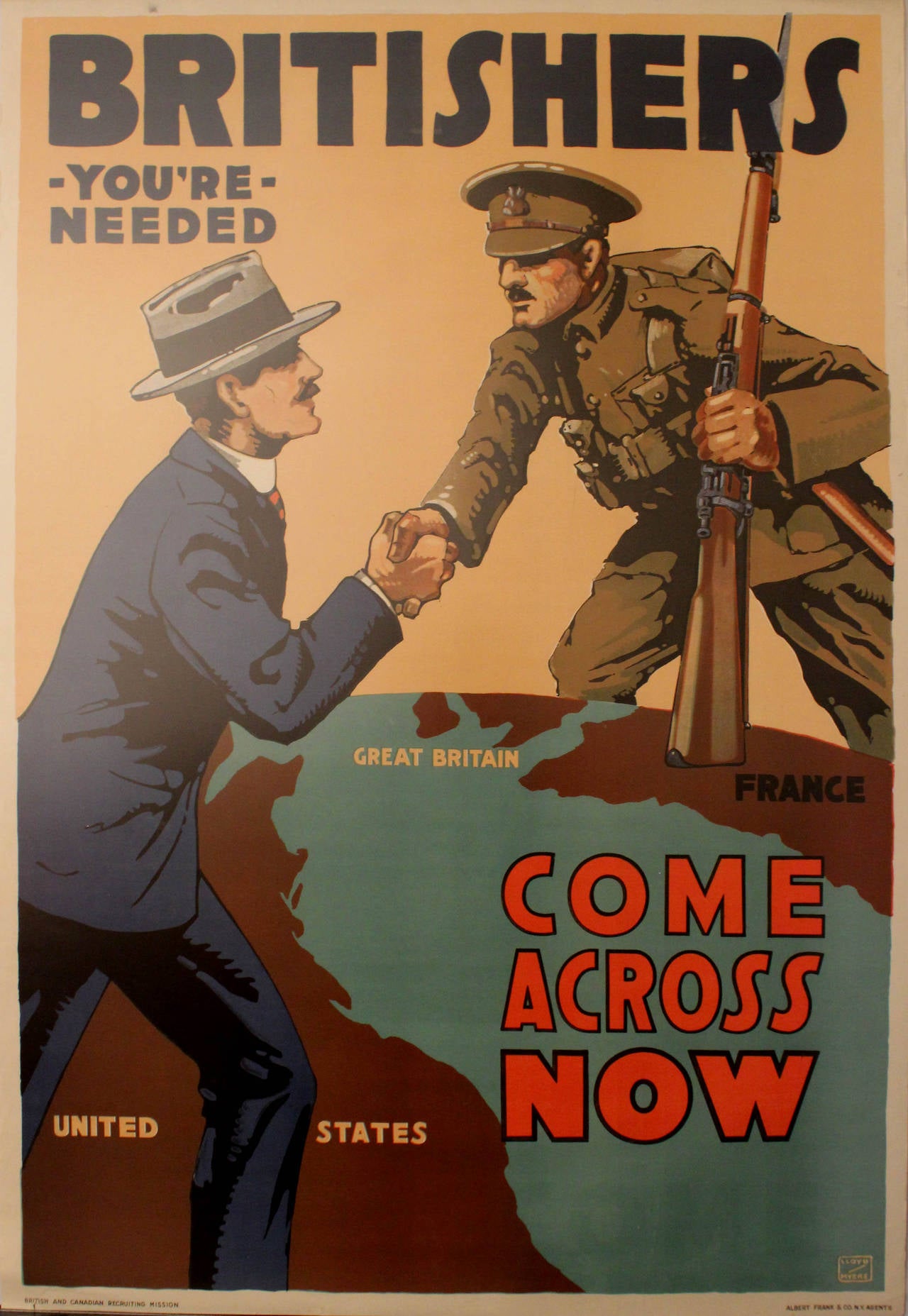Lloyd Myers Original Vintage 1917 World War One Propaganda Poster