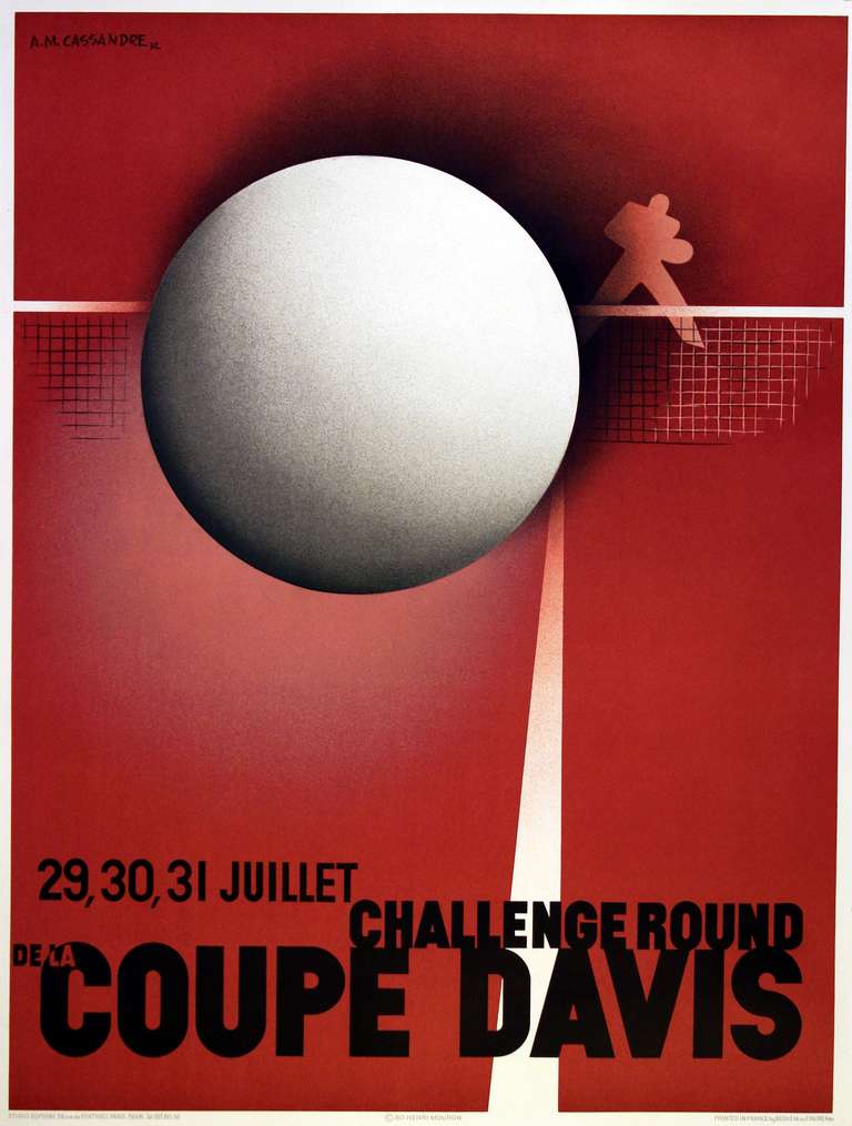 Adolphe Mouron Cassandre Print - Original vintage Art Deco poster by Cassandre official reissue for the Davis Cup