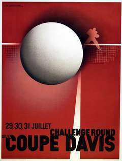 Affiche originale Art Déco vintage de Cassandre réédition officielle de la coupe Davis