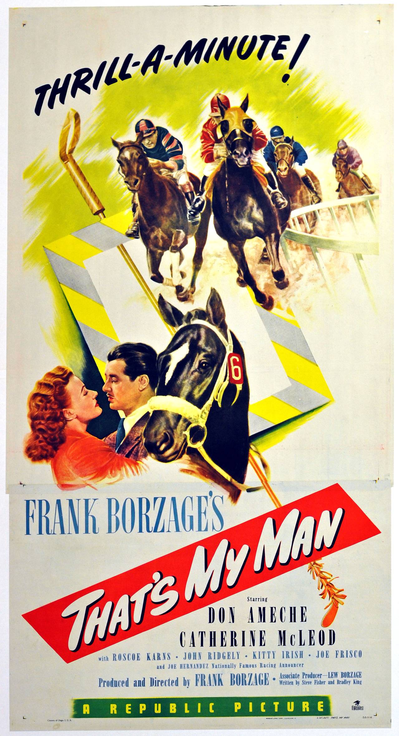 Unknown Print - Original Vintage 1947 Movie Poster For A Horse Racing Film, That's My Man
