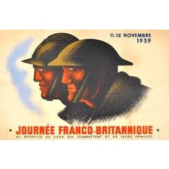 Original Vintage World War Two Poster By Jean Carlu: Franco-British Day, 1939 4