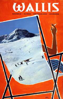 Original Retro skiing poster for Valais Switzerland - Klein Matterhorn Zermatt